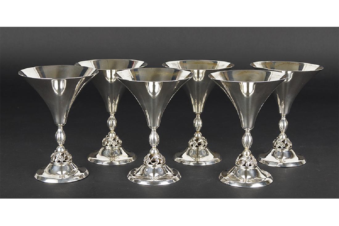 A Set of Six Sterling Silver Goblets. (1 of 1)
