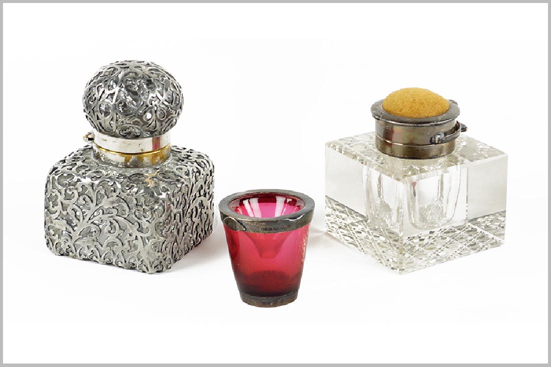 An English Silver Mounted Inkwell. (1 of 1)