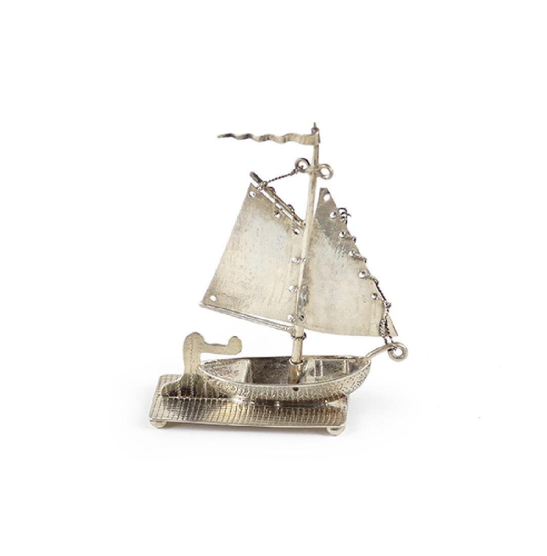 A Dutch Silver Miniature Fishing Boat. (1 of 1)
