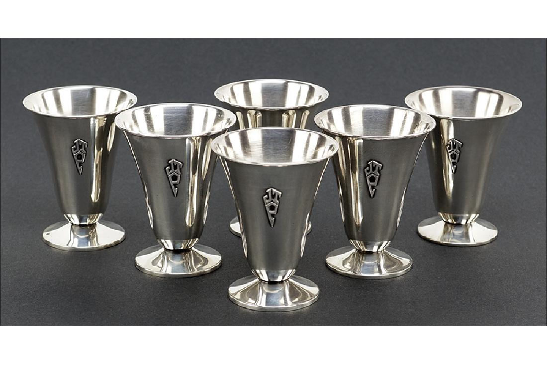 A Set of Six Lebolt Sterling Silver Tumblers. (1 of 1)