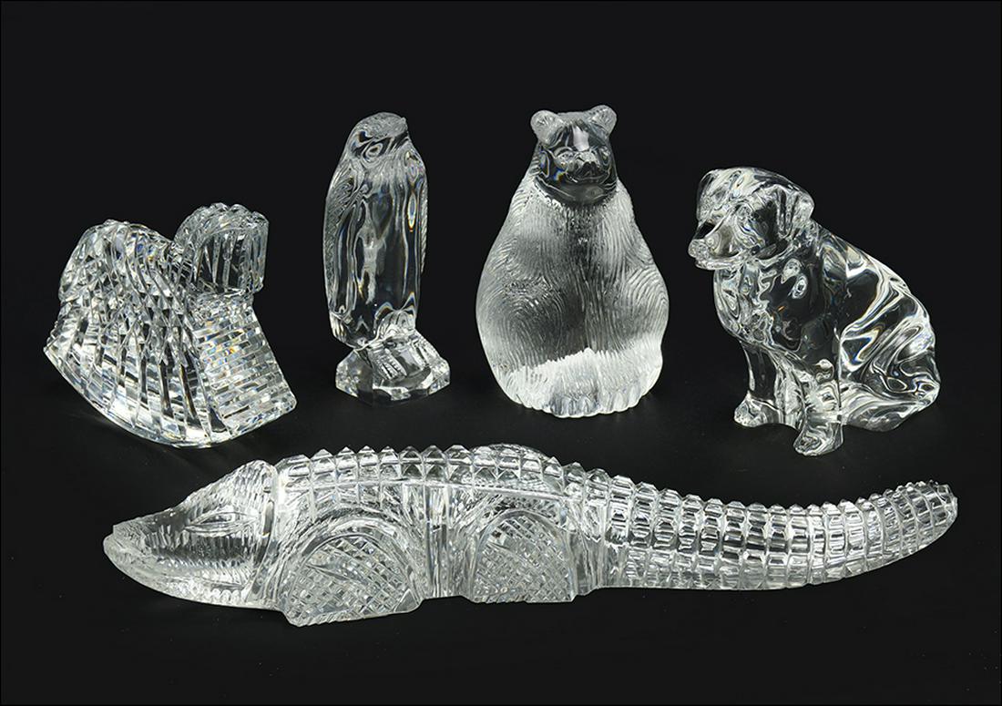 A Collection Of Waterford Crystal.: A Collection Of Waterford Crystal. Comprising an alligator, a dog, a bear, a rocking horse, and a penguin Alligator 12" long