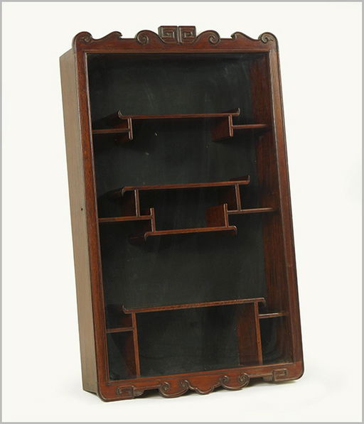 A Chinese Wall Mount Curio Cabinet A Chinese Wall Mount Curio Cabinet