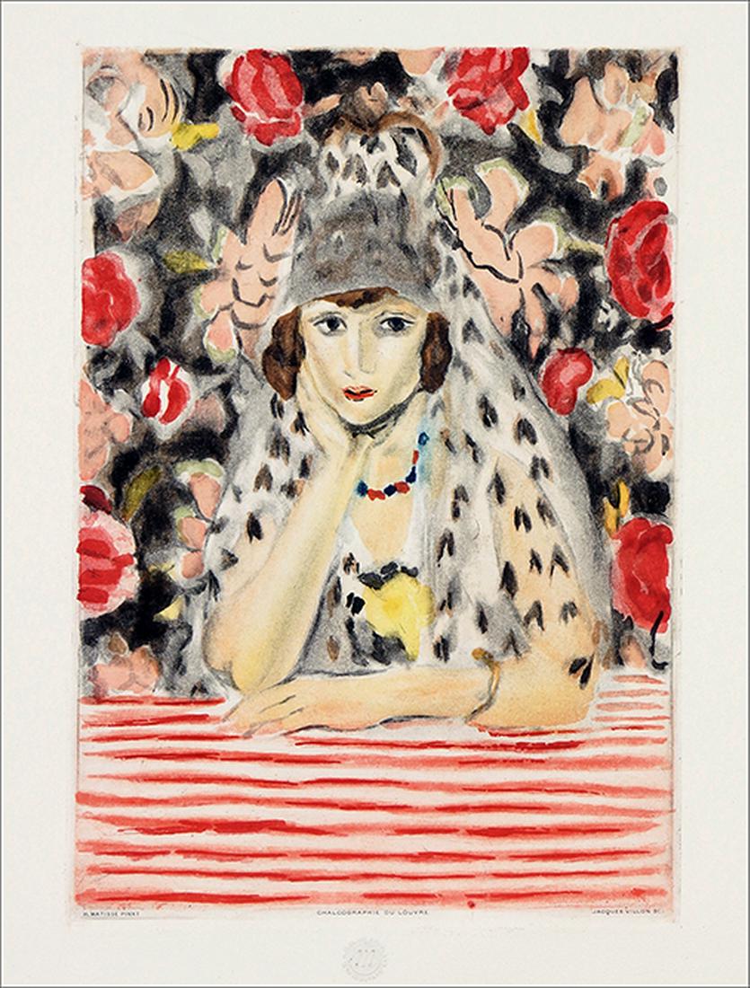 Jacques Villon (French, 1875-1963) L'Espagnole.: Jacques Villon (French, 1875-1963) L'Espagnole. Color aquatint, 1925-26, published by The Chalcographie du Louvre, unframed. Ref: Ginestet & Pouillon E645 15.5" x 10.5"