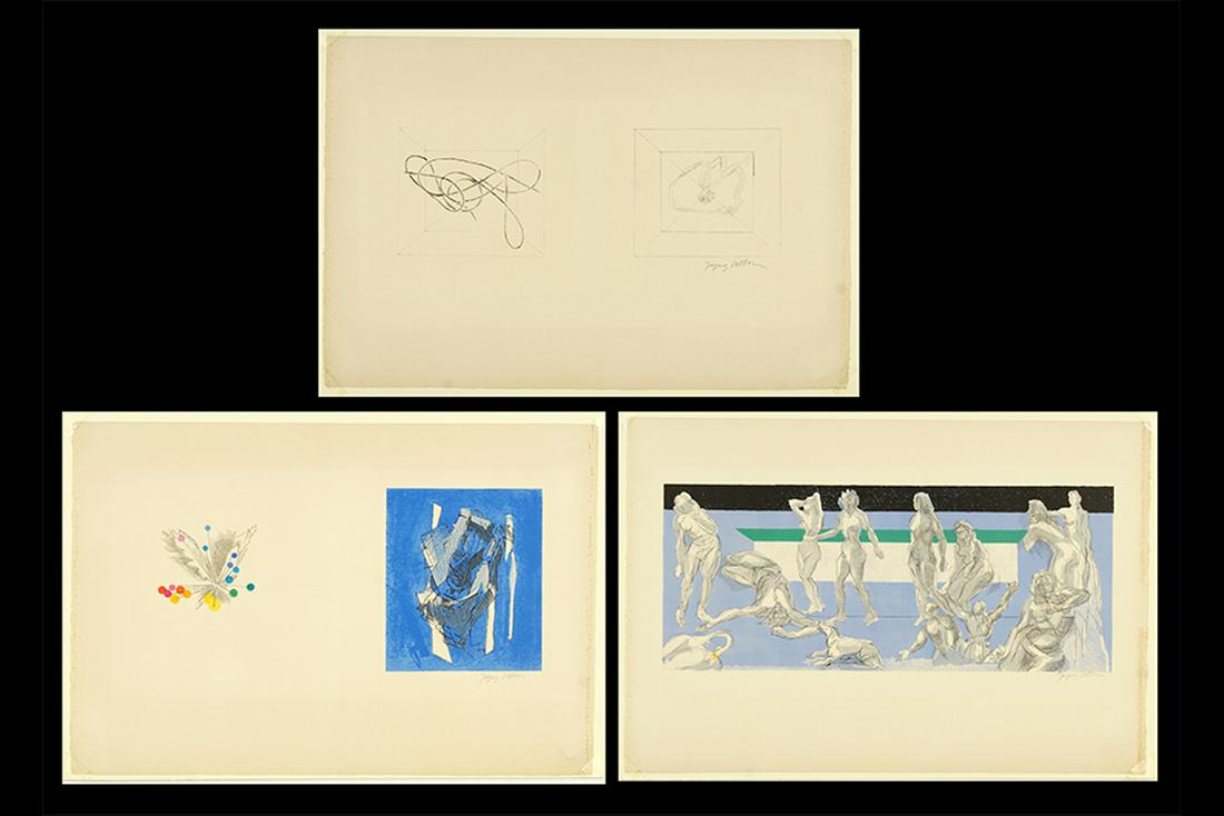 Jacques Villon (French, 1875-1963) Les Bucoliques.: Jacques Villon (French, 1875-1963) Les Bucoliques. Nine lithographs dated to 1955, including three in color and two early states, each pencil signed lower right, unframed. Ref: Ginestet & Pouillon 555