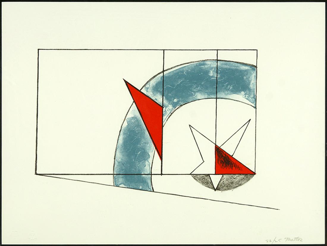 Charles Mattox (American, 1910-1995) Title Unknown.: Charles Mattox (American, 1910-1995) Title Unknown. Color lithograph, pencil signed lower right, numbered 22/25 and bearing the chop of Tamarind Sight: 8" x 12" Frame: 18.5" x 22"