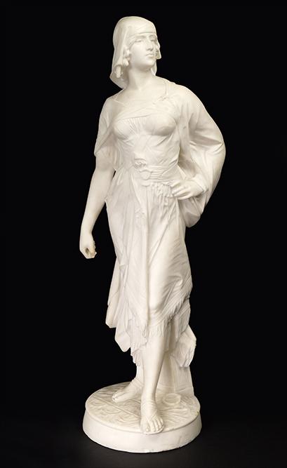 Edouard Drouot (French, 1859-1945) Female Figure.: Edouard Drouot (French, 1859-1945) Female Figure. White marble sculpture, signed 'E. Drouot' en verso Height: 32.25"