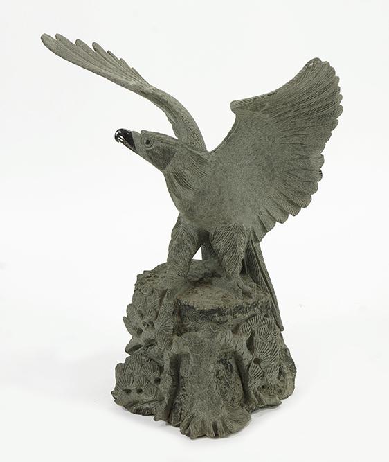 Artist Unknown (20th Century) Eagle.: Artist Unknown (20th Century) Eagle. Carved granite sculpture depicting a bald eagle with wings spread, unsigned Overall: 24" x 21" x 12"