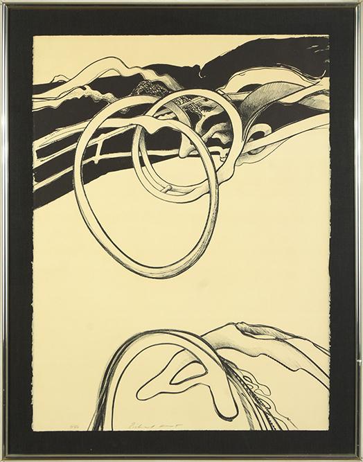 Richard Hunt (American, B. 1935) Composition.: Richard Hunt (American, B. 1935) Composition. Lithograph. Pencil signed lower center and numbered 6/50 30" x 22.5" Frame: 35.5" x 27.75"