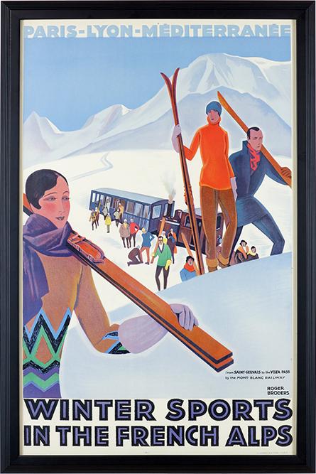 Roger Broders (French, 1883-1953) Winter Sports in the: Roger Broders (French, 1883-1953) Winter Sports in the French Alps. Color lithographic poster, printed by L. Serre et Cie, Paris 40" x 25.25" Frame: 43.5" x 28.75"