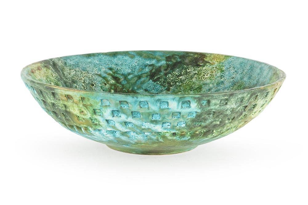 An Alvino Bagni for Raymor: An Alvino Bagni for Raymor 'Sea Garden' Ceramic Bowl. 4" x 13"