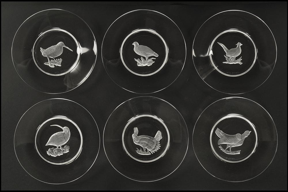 A Set of Twelve Val St. Lambert Crystal 'Game Bird' (1 of 1)