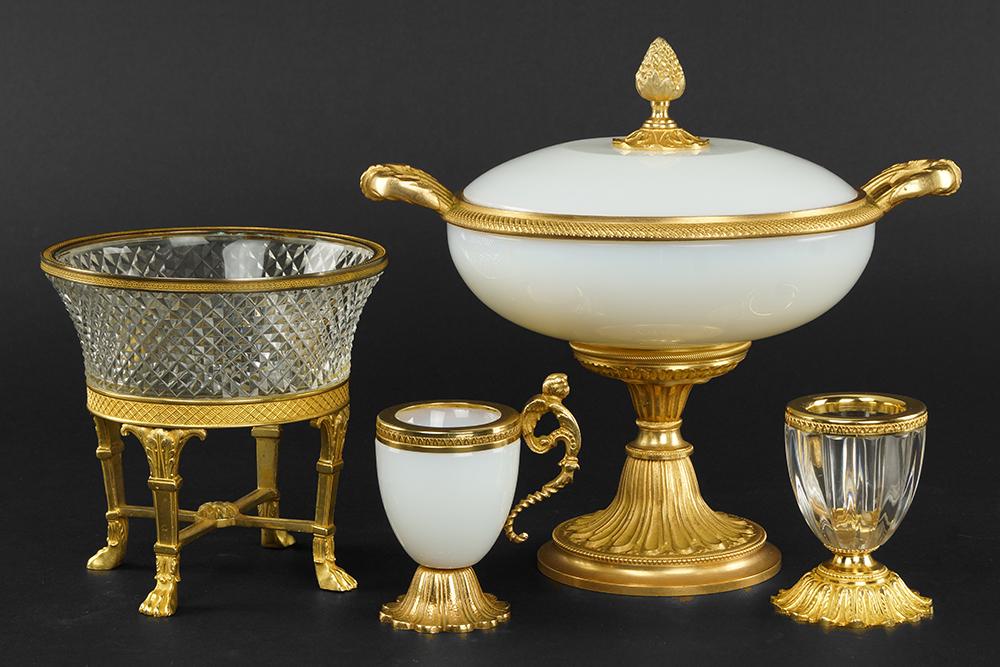 A Gilt Bronze Mounted Opaline Covered Dish. (1 of 1)