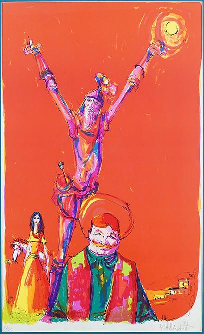 Alvin Carl Hollingsworth (American, 1928-2000) Don: Alvin Carl Hollingsworth (American, 1928-2000) Don Quixote. Lithograph, edition 166/375. Pencil signed lower right and numbered lower left Sight: 30" x 18" Frame: 37" x 25"
