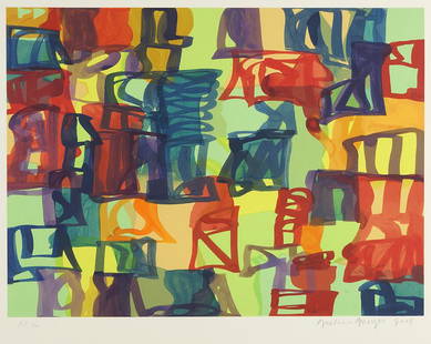 Melissa Meyer (American, B. 1946) Small Abstract.: Melissa Meyer (American, B. 1946) Small Abstract. Color serigraph, pencil signed lower right, dated 2008 and numbered R.P. 1/10 (The normal edition was 108), published by Lincoln Center for the Perfor