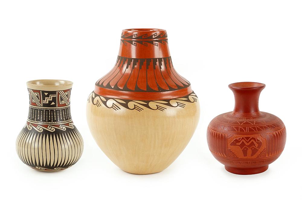 Three Native American Pottery Vases. (1 of 1)