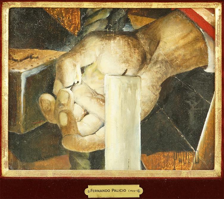 Fernando Palicio (Italian, 1920-1999) Lighting the: Fernando Palicio (Italian, 1920-1999) Lighting the Candle. Oil on board, signed lower right. Provenance: Wally Findlay Galleries Board: 7.5" x 9.5" Frame: 15" x 17"