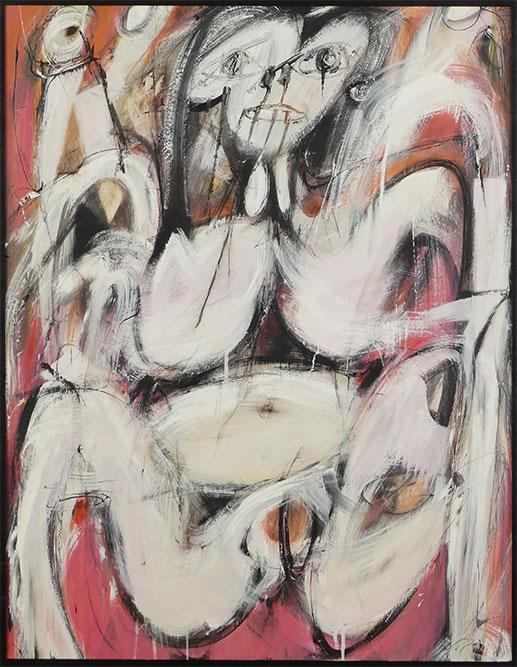 Attributed to Ernest Trova (American, 1927-2009) New: Attributed to Ernest Trova (American, 1927-2009) New Girl. Oil on board, signed (?) or inscribed with artist's name en verso and dated Nov. 18, 1953 33.5" x 26" Frame: 46.75" x 39"