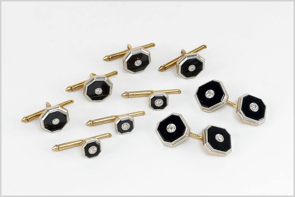 An Onyx & Diamond Dress Set. (1 of 1)