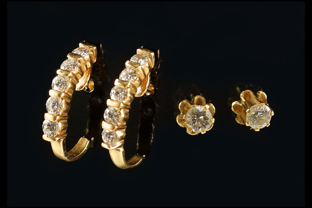 Two Pairs of Diamond Earrings. (1 of 1)