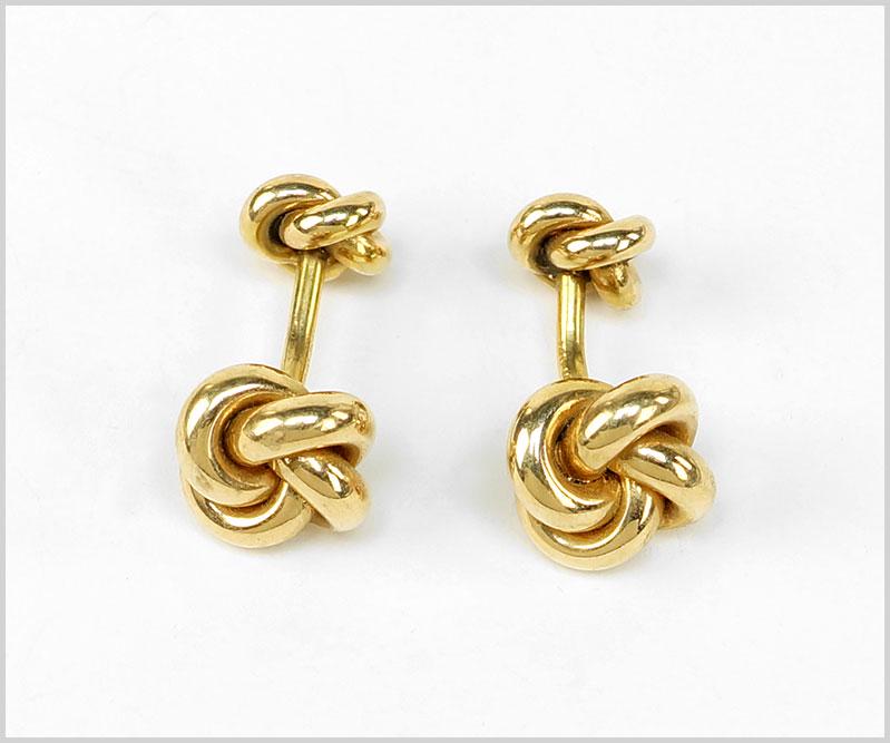 A Pair of 14 Karat Yellow Gold Double Knot Cufflinks. (1 of 1)