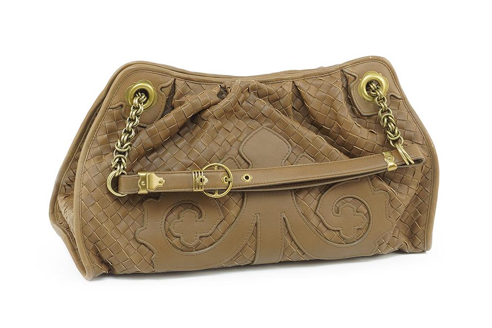 A Bottega Veneta Intrecciato Tan Leather Handbag. (1 of 1)
