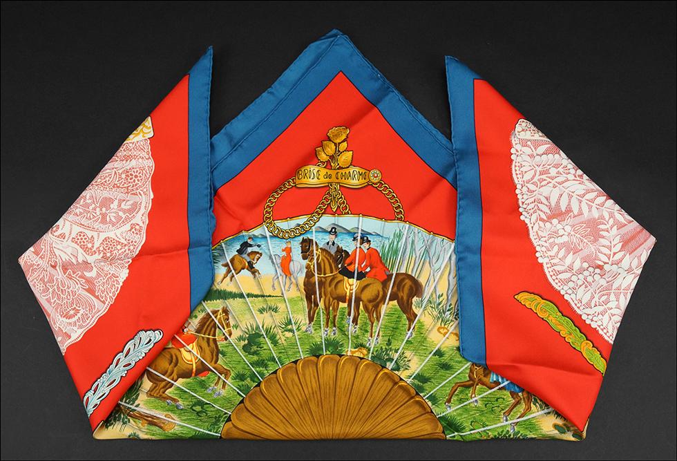 A Julie Abadie for Hermes Silk Scarf.: A Julie Abadie for Hermes Silk Scarf. Brise de Charme 35" x 35"