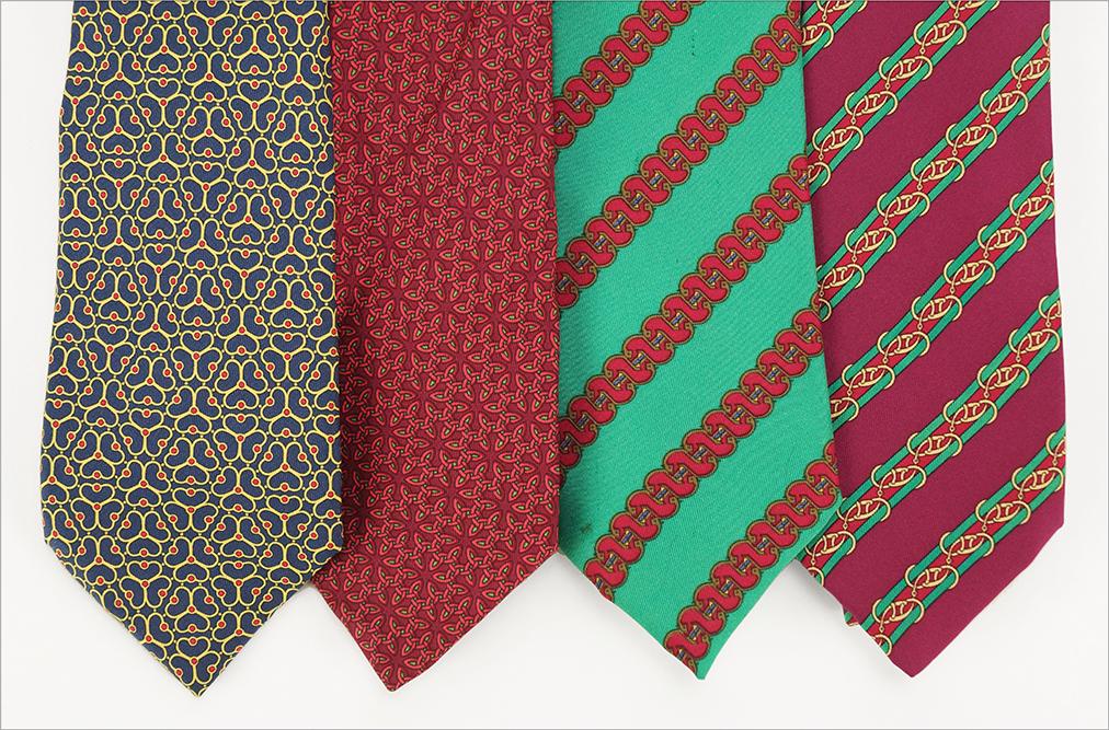 Four Hermes Silk Neck Ties. (1 of 1)