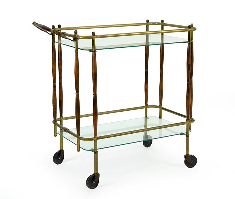 A Brass and Walnut Bar Cart. (1 of 1)