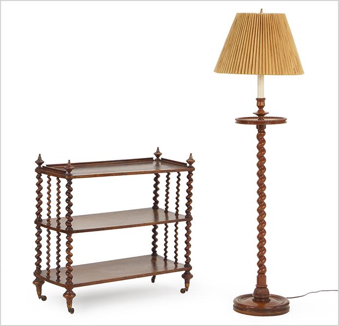 An English Howard & Sons Burl Wood Barley Twist Whatnot (1 of 9)