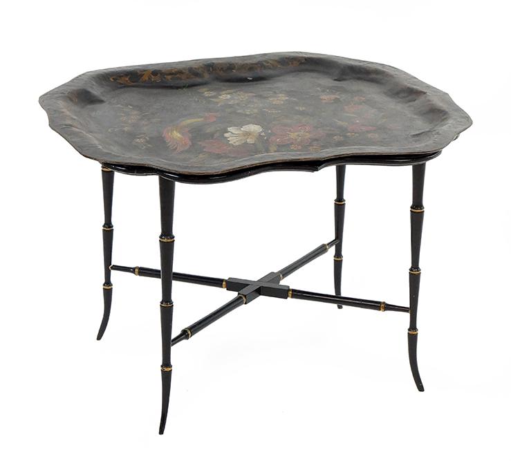 A Hand Painted Tole Tray Table. (1 of 2)