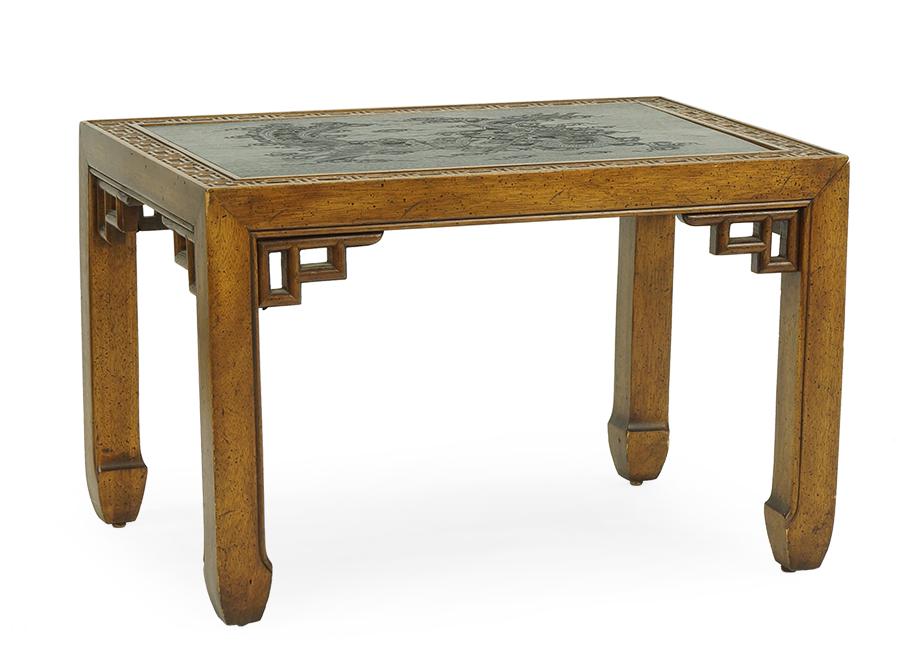 A Chinese Carved Wood Low Table. (1 of 2)