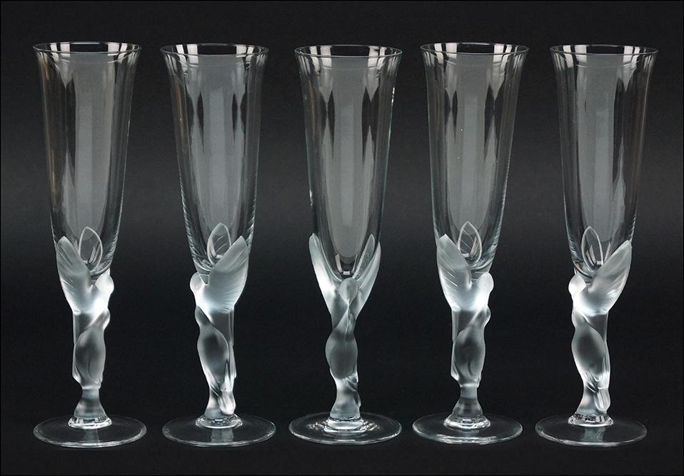 A Set of Nine Faberge Crystal 'Kissing Doves' Champagne (1 of 1)