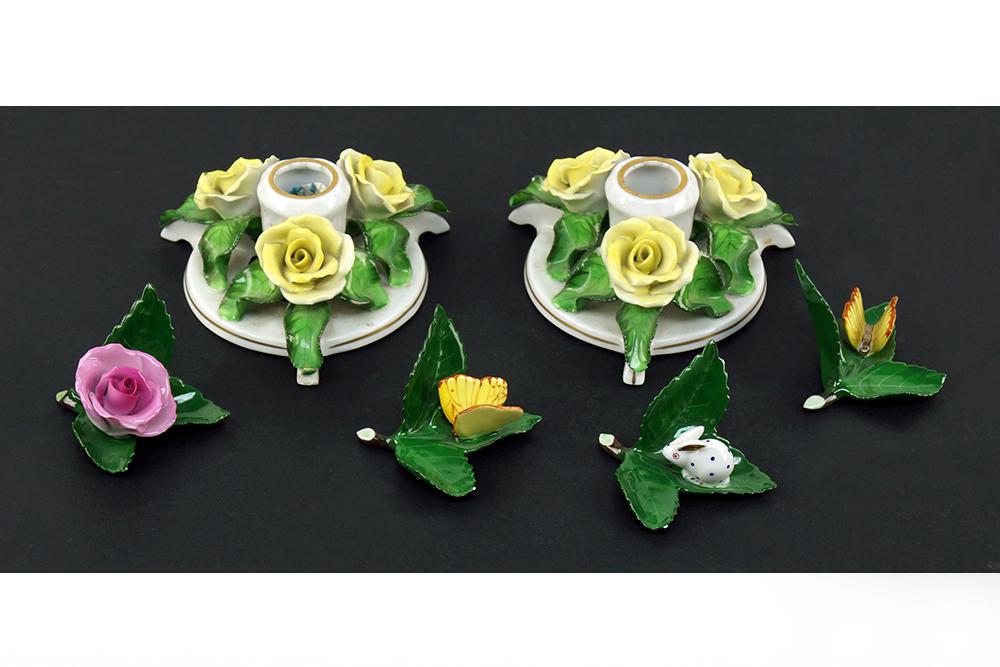 A Pair of Herend Porcelain Candlesticks. (1 of 2)