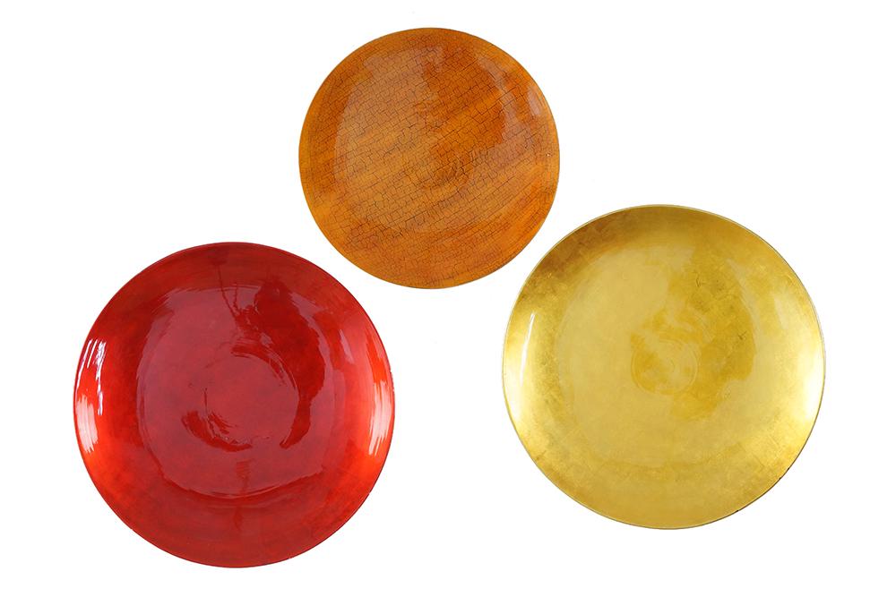 Three Contemporary Vietnamese Lacquered Chargers. (1 of 4)