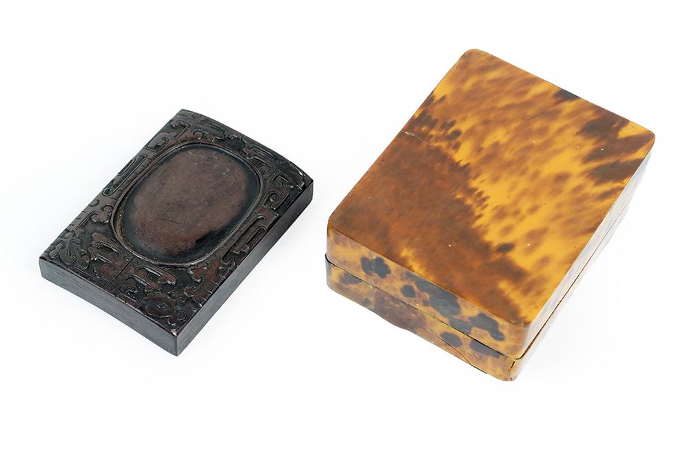 A Chinese Tortoise Shell Ink Stone Case. (1 of 1)