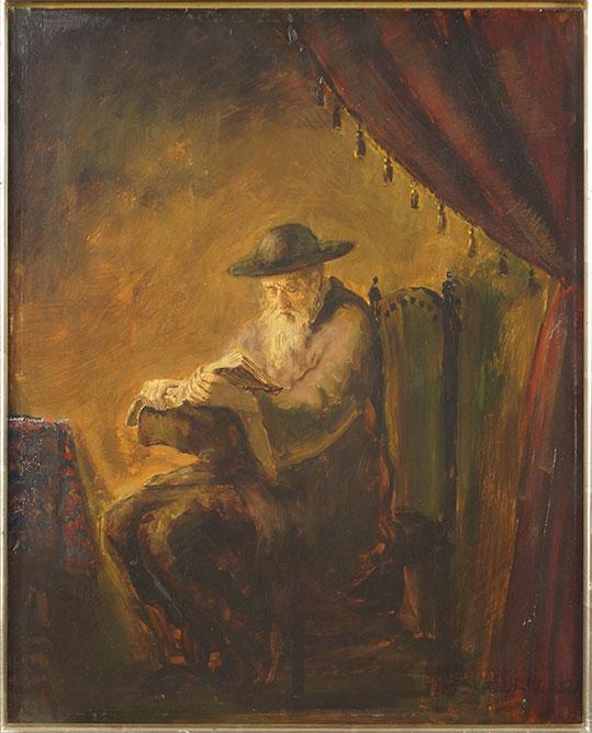 Artist Unknown (20th Century) Rabbi Reading. (1 of 3)