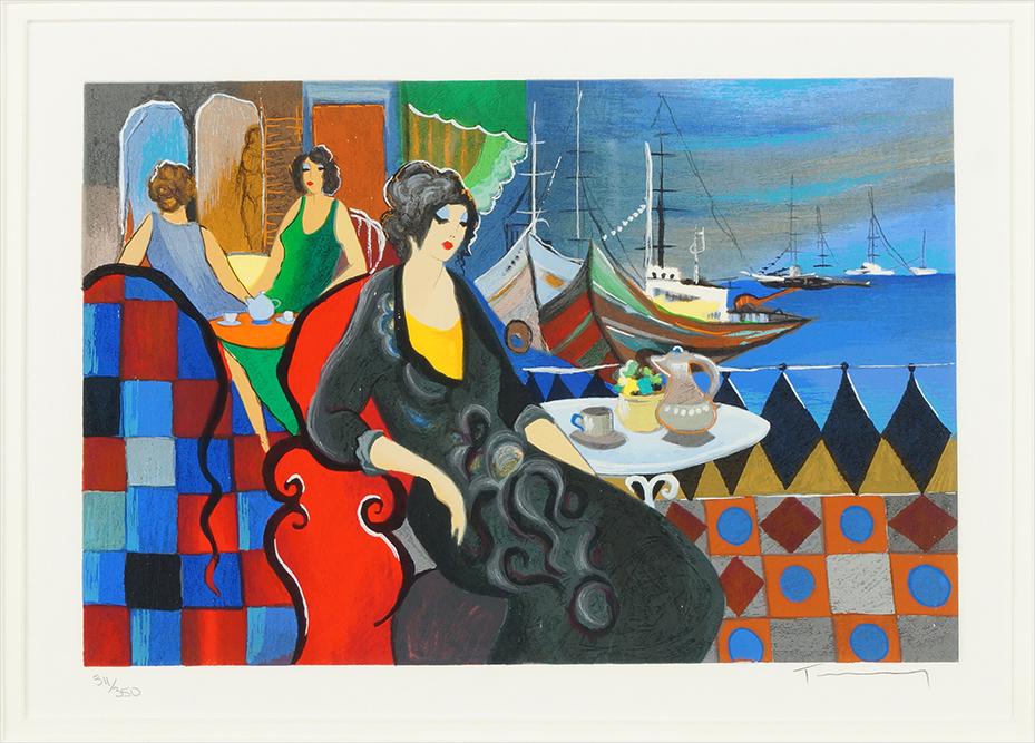 Itzchak Tarkay (Israeli, B. 1935) View of the Harbor. (1 of 1)