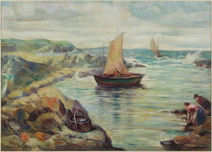 Charles H. Kellner (Czech-American, 1890-1979) Coast of: Charles H. Kellner (Czech-American, 1890-1979) Coast of Brittany. Oil on canvas, signed lower left and dated 1935 26.25" x 36.25" Frame: 33.75" x 44"