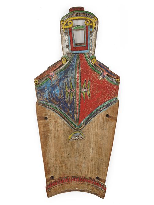 A Carved and Polychrome Painted Wood Shield. (1 of 1)