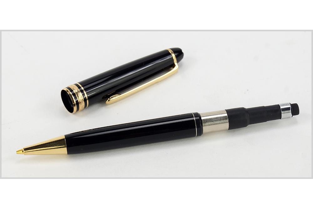 MONTBLANC MEISTERSTUCK BLACK AND GOLD BALLPOINT PEN. (1 of 1)
