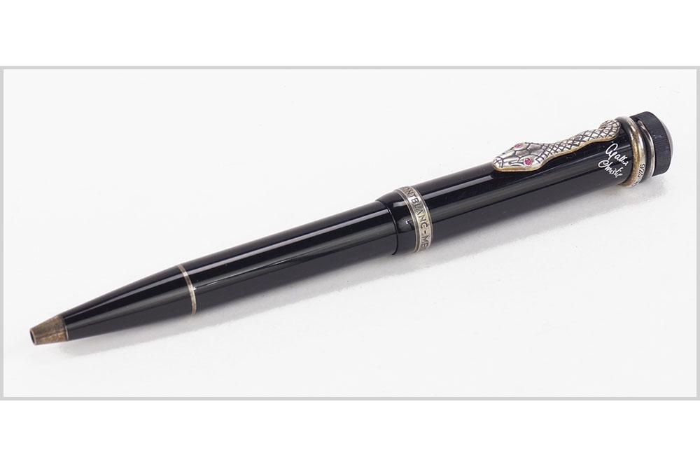 Montblanc Agatha Christie Limited Edition Ballpoint: Montblanc Agatha Christie Limited Edition Ballpoint Pen. Featuring the Montblanc Meisterstuck Agatha Christie limited edition fountain pen. Black resin, sterling silver clip and trim. Limited Edition 