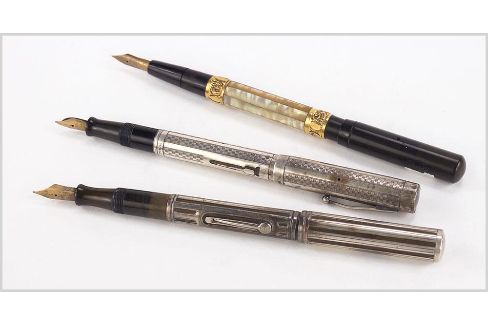 Waterman Sterling and Mother of Pearl Fountain Pens. (1 of 15)