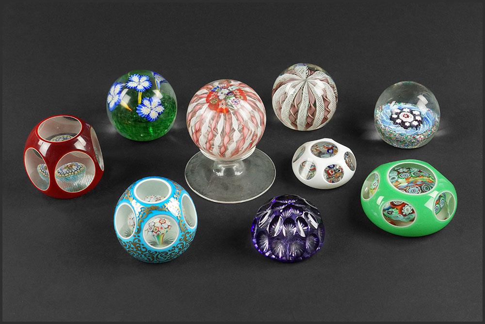 A Group Of Glass Paperweights. (1 of 1)