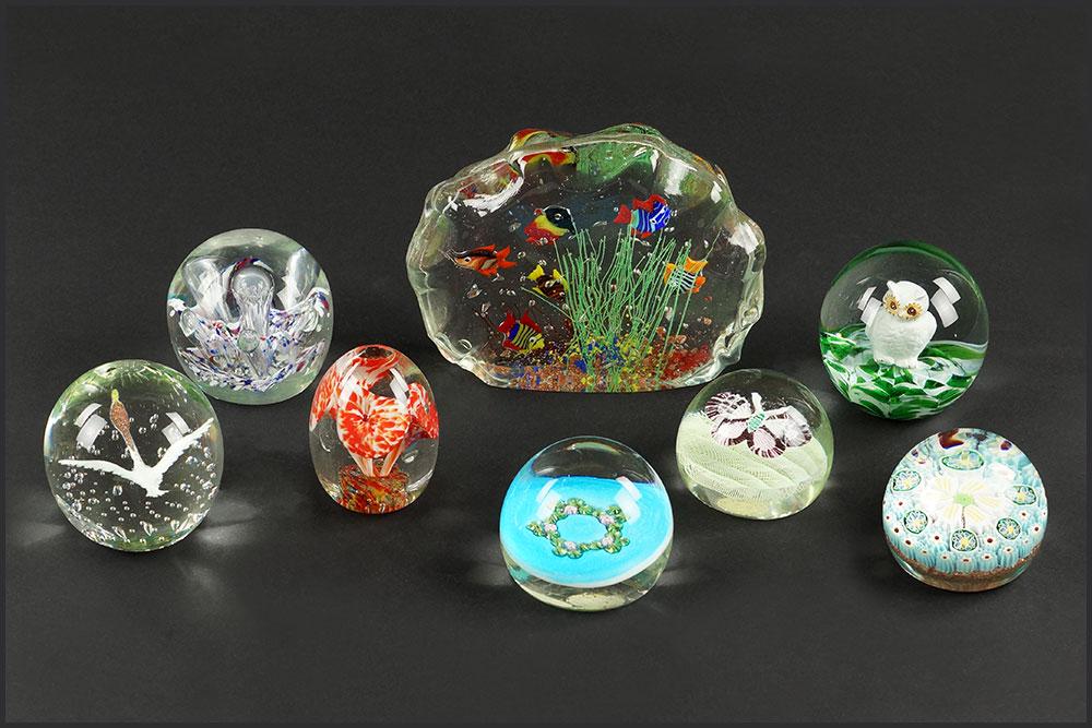 A Group Of Glass Paperweights. (1 of 1)