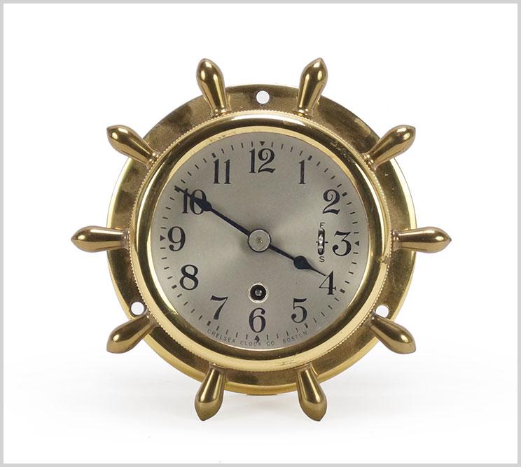 Chelsea Ships Wheel Brass Wall Clock. (1 of 1)