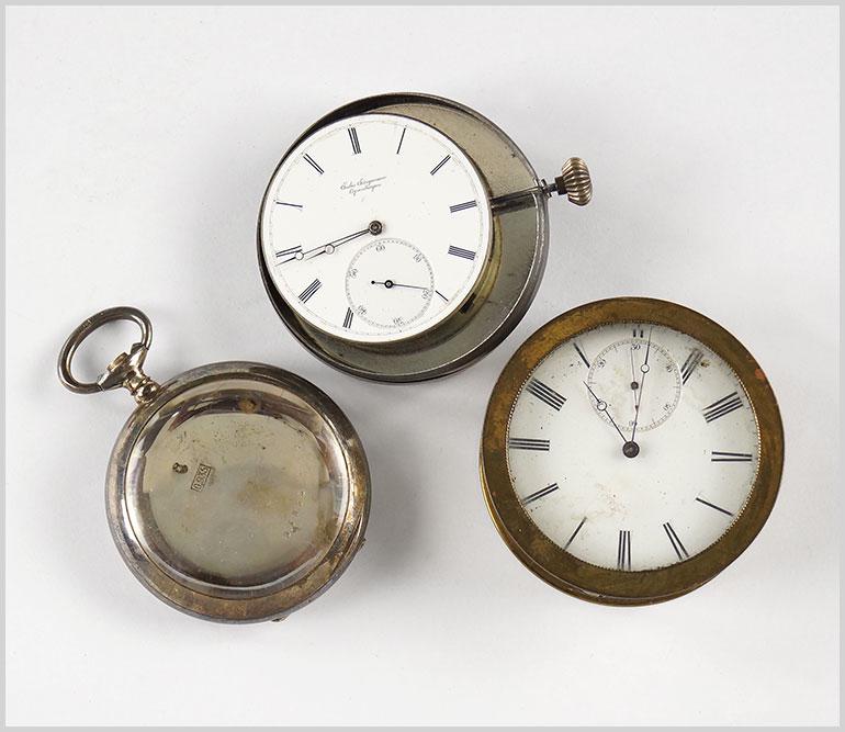 Breitling and Jules Jurgensen Pocket Watches and Parts.: Breitling and Jules Jurgensen Pocket Watches and Parts. Consisting of the Jules Jurgensen Copenhagen, 21 jewel, lever escape, watch without case. Together with the Breitling, detent escapement key win