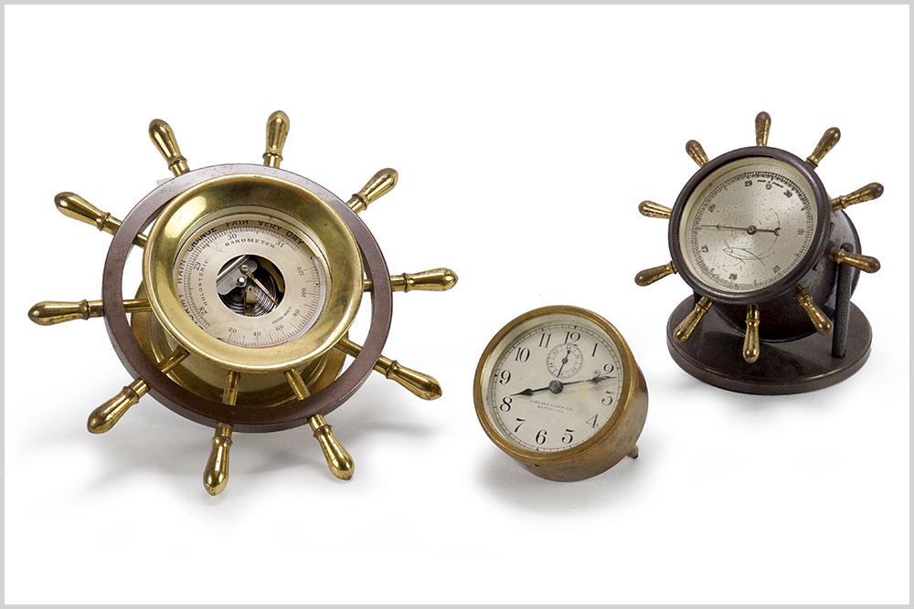 Chelsea Ships Wheel Weather Station and Clock. (1 of 1)