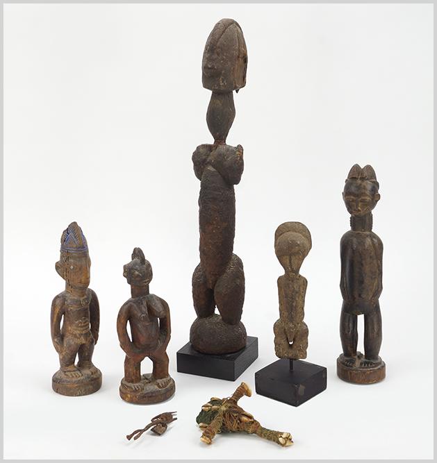 A Group of Five African Carved Wood Figures. (1 of 1)