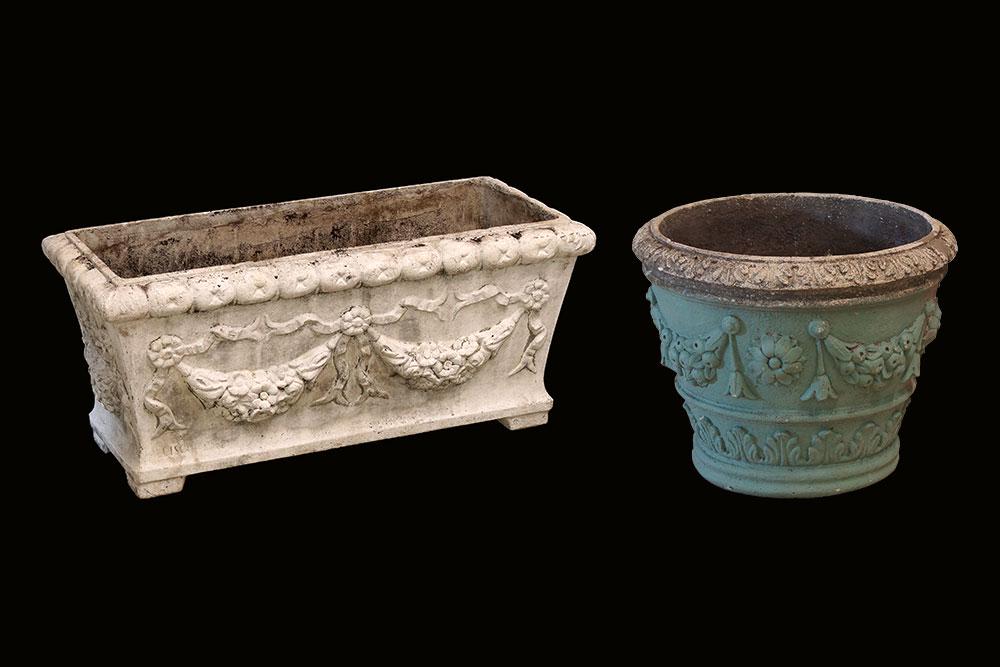 A Round Painted Concrete Planter. (1 of 1)