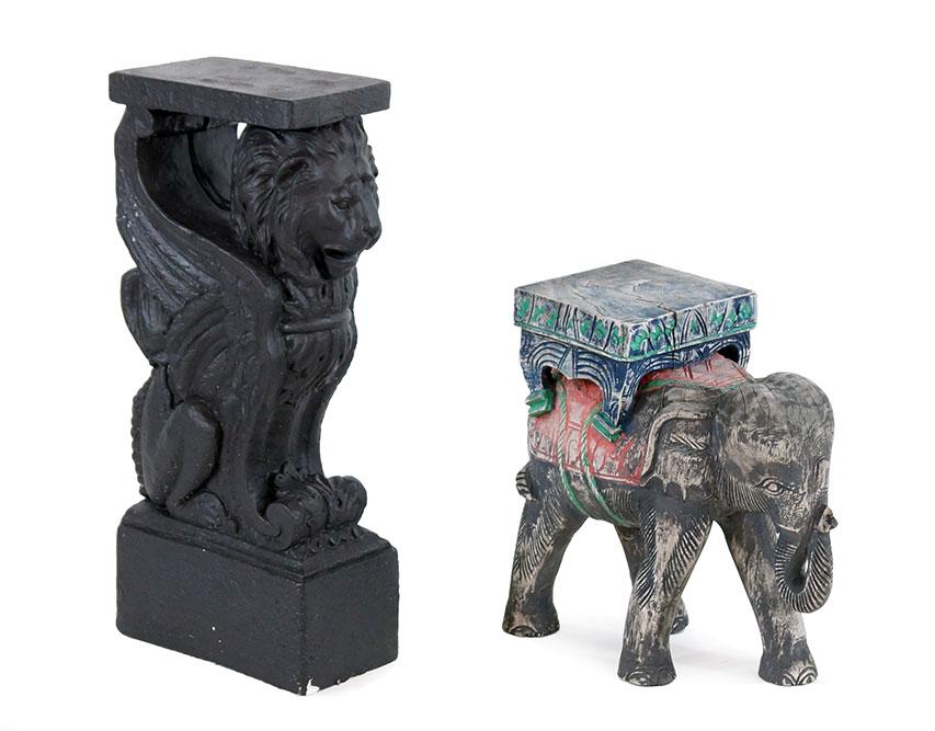 A Painted Wood Elephant Side Table. (1 of 1)